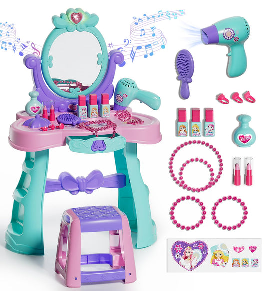 Lehoo Castle kids vanity with illuminated mirror for imaginative dress-up.