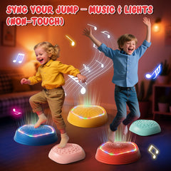 Lehoo Castle stepping stones display multicolor lights for sensory exploration