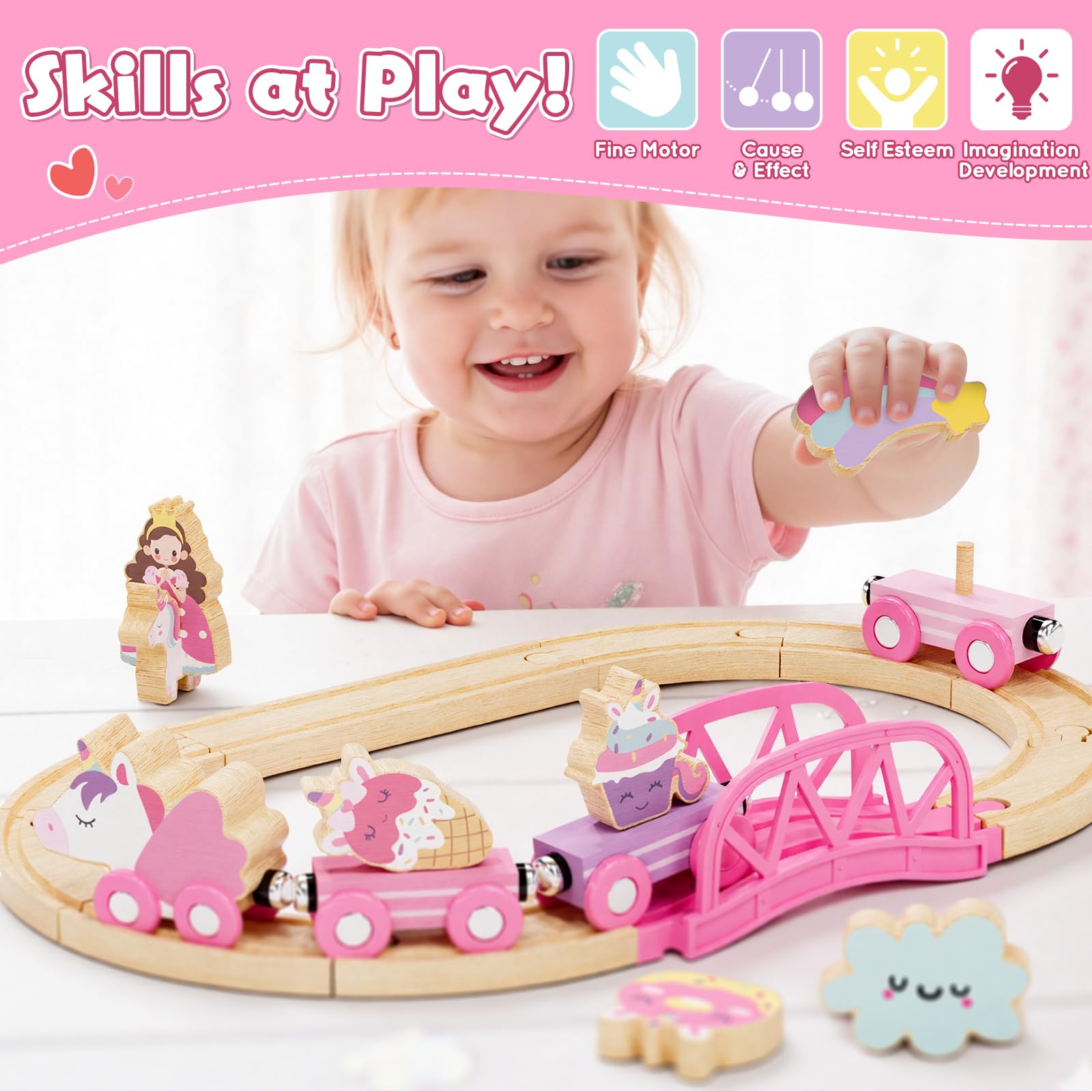 Lehoo Castle magnetic pieces unicorn: easy linking encourages fine motor skills during play.