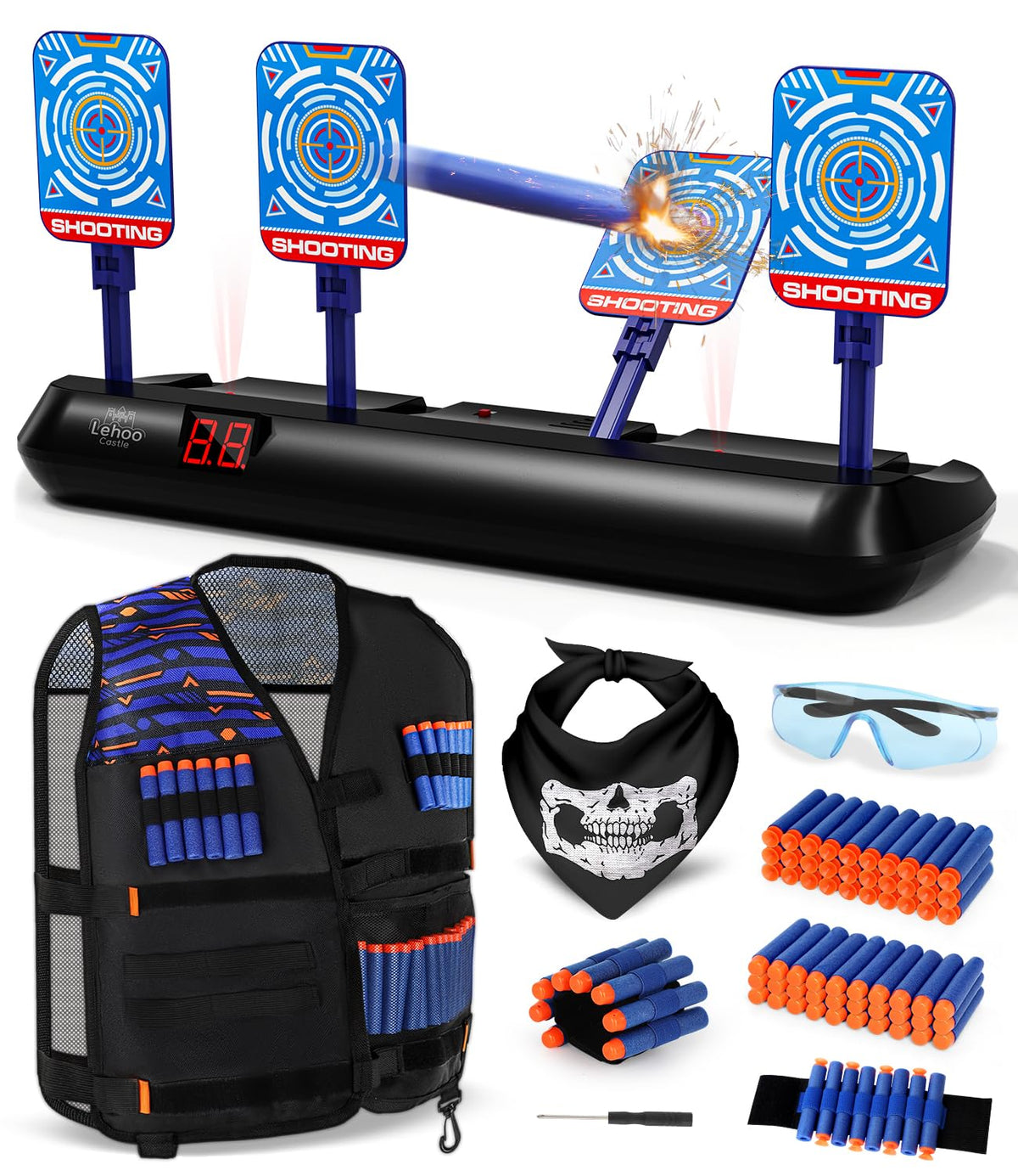 Lehoo Castle Nerf target base with four targets for lively family practice sessions