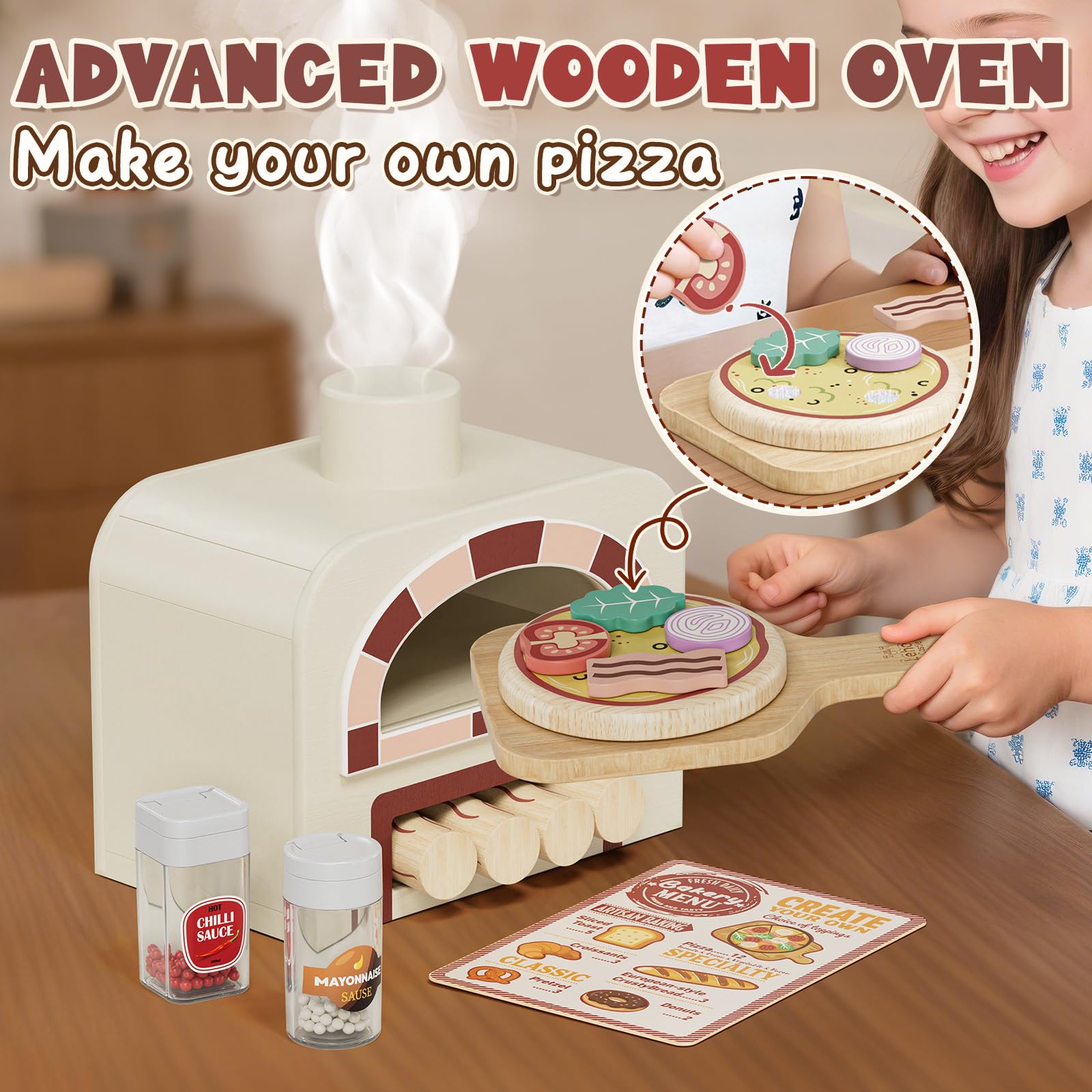 Lehoo Castle wooden oven compartments open design for hands-on pretend cooking