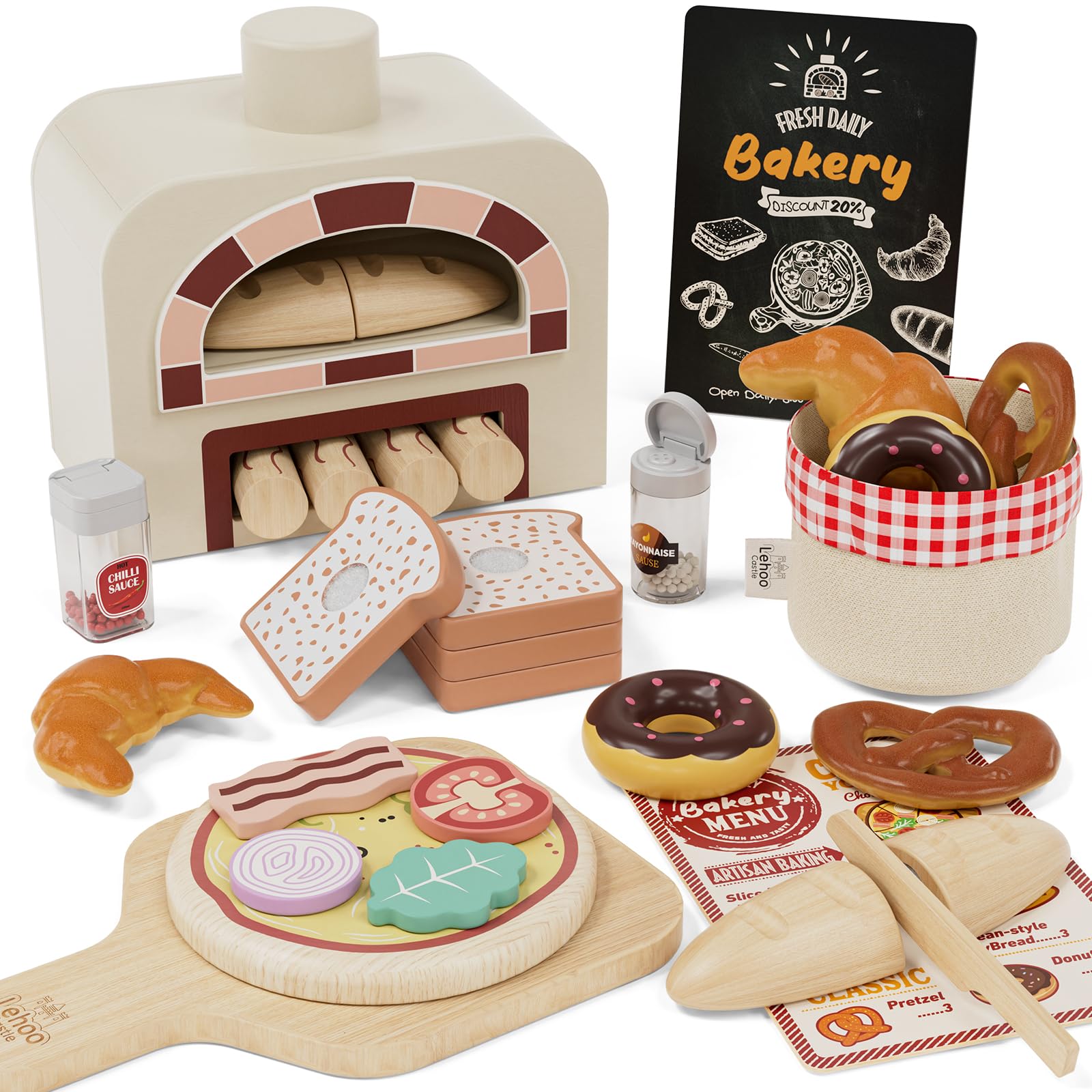 Lehoo Castle pizza oven playset front view for imaginative baking play