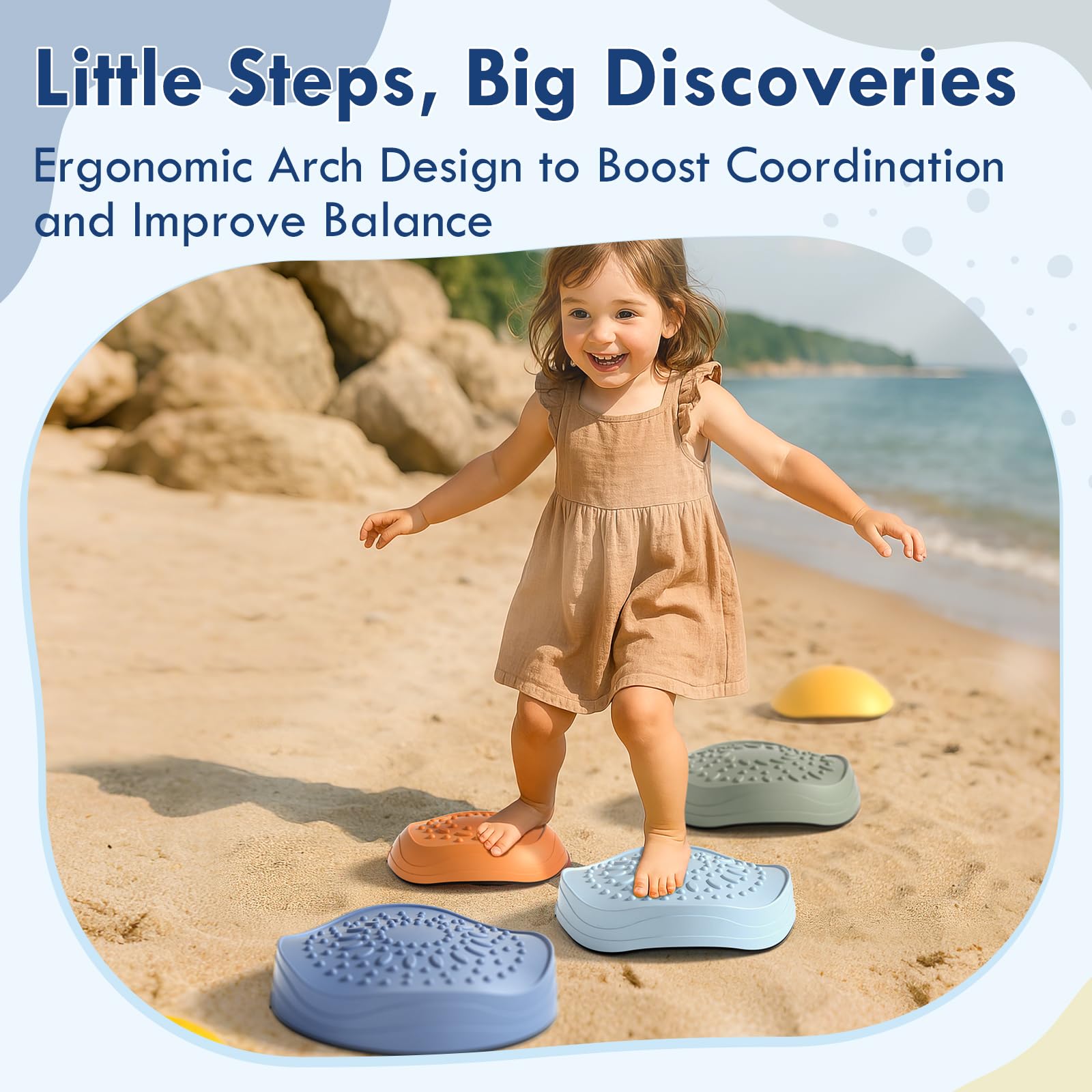 Lehoo Castle stepping stones use vibrant colors to teach color recognition during hopping.