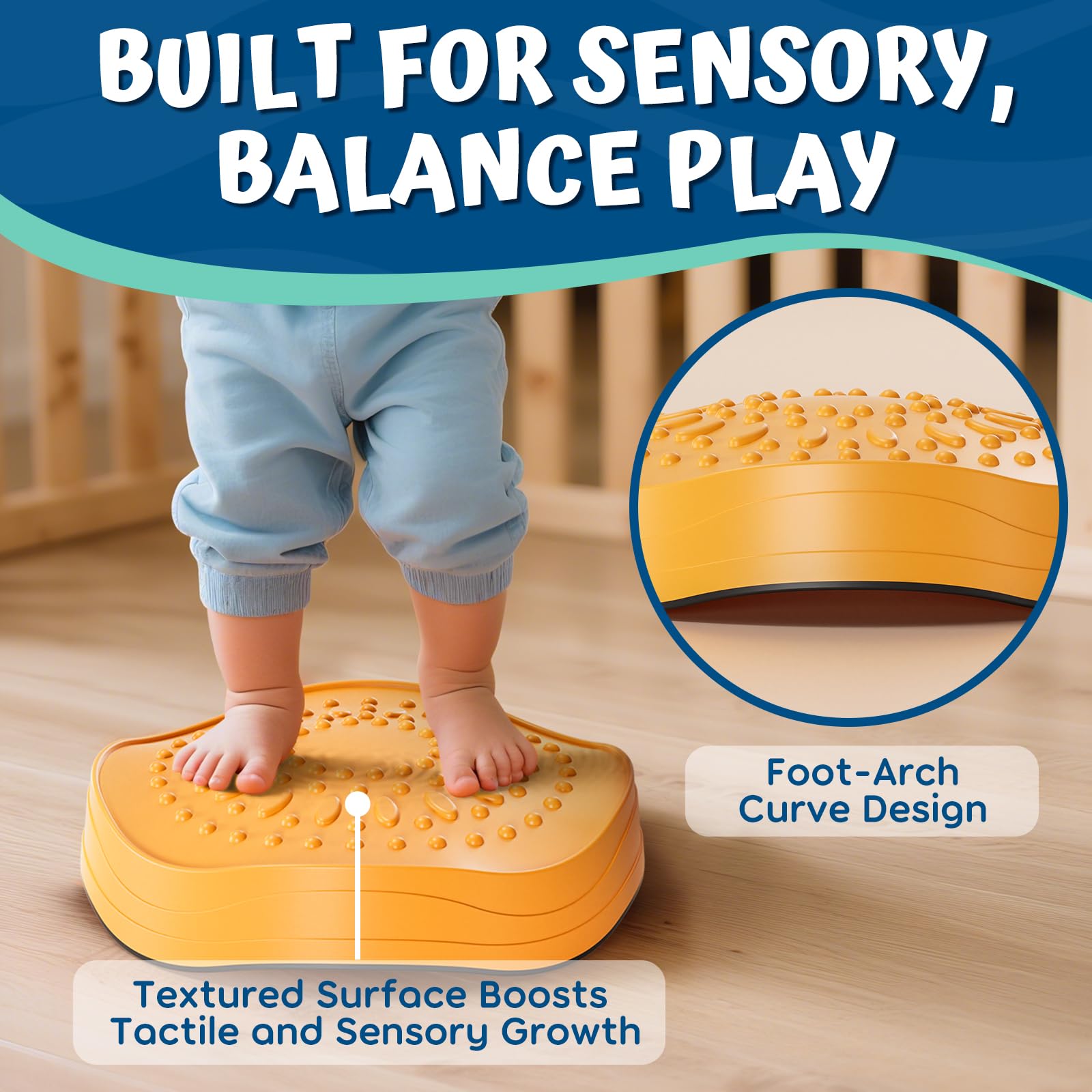 Lehoo Castle stepping stones with textured surfaces support tactile exploration and grip