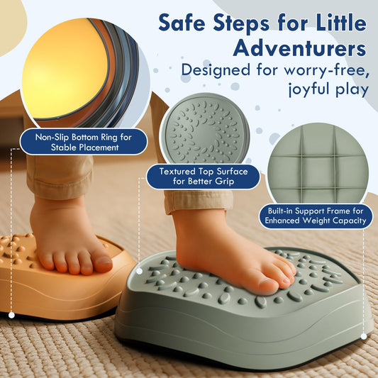 Lehoo Castle stepping stones feature a textured surface for confident stepping and grip.