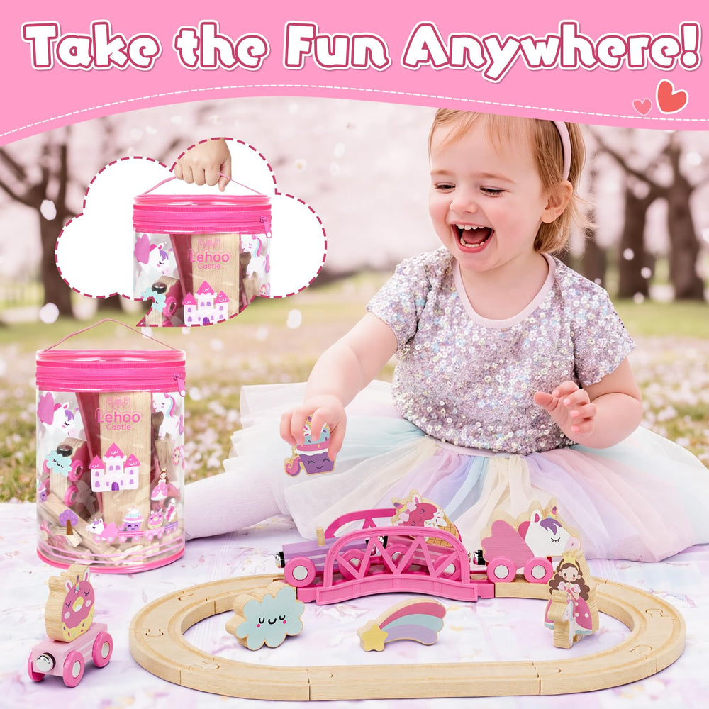 Lehoo Castle storage bag train set: portable cleanup and on-the-go play storage.