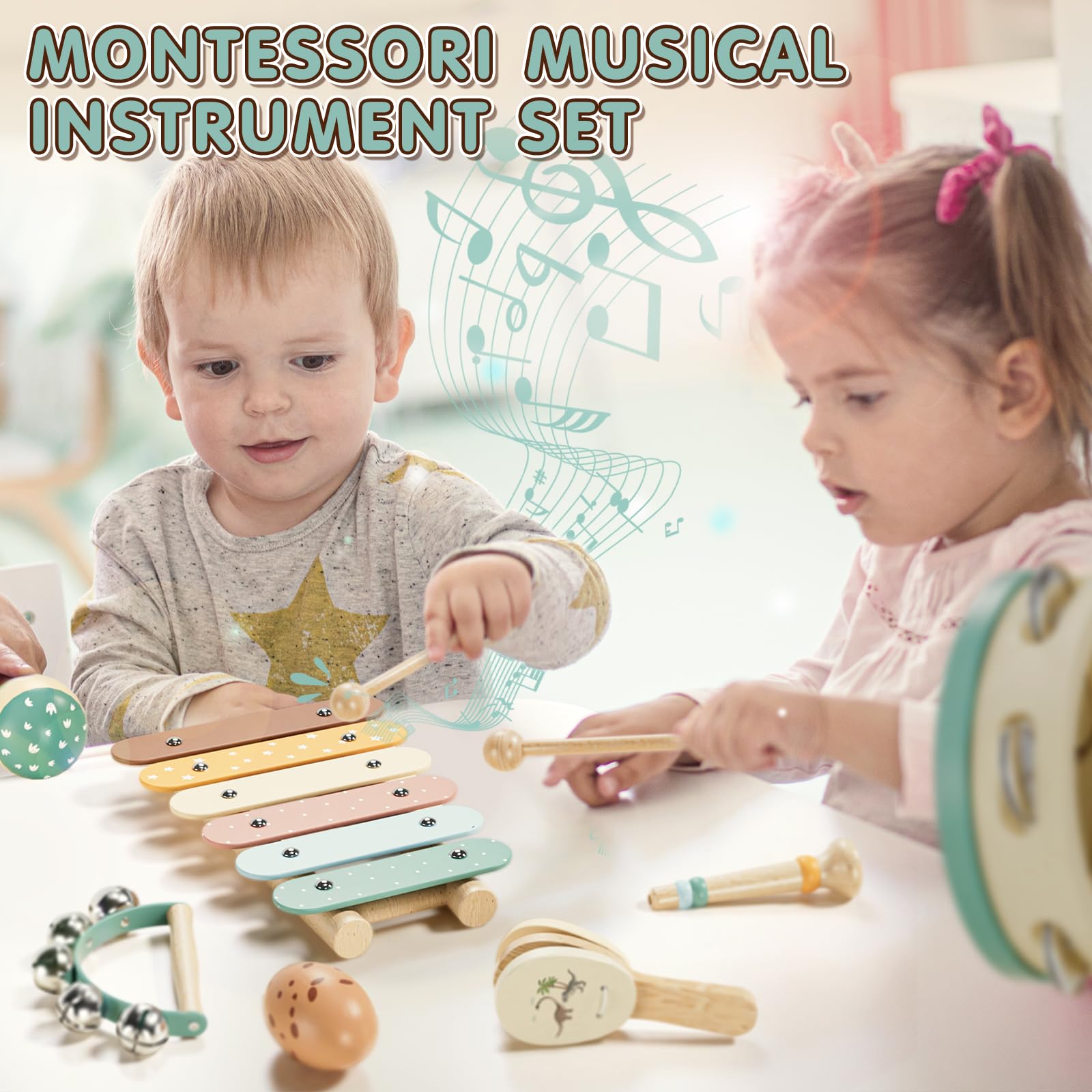 Lehoo Castle tambourine offers gentle sounds for group music time.
