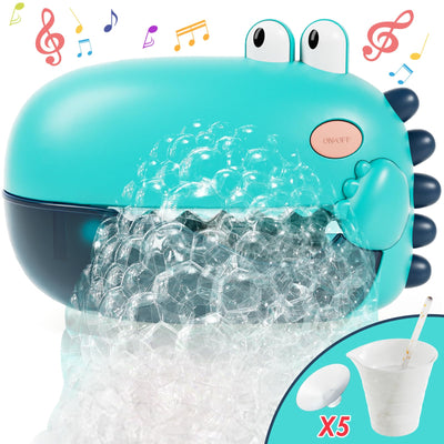 Lehoo Castle dinosaur bubble maker bath toy in action for safe, bubbly tub time