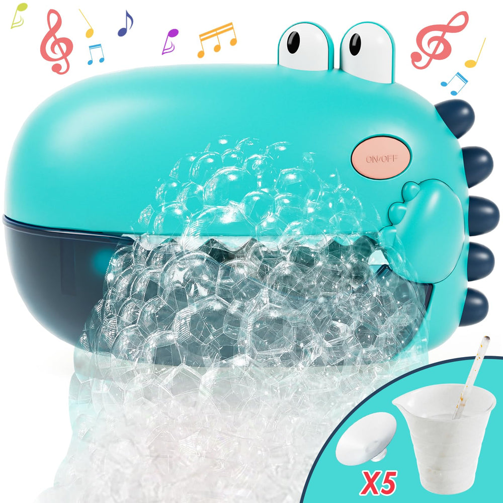 Lehoo Castle dinosaur bubble maker bath toy in action for safe, bubbly tub time