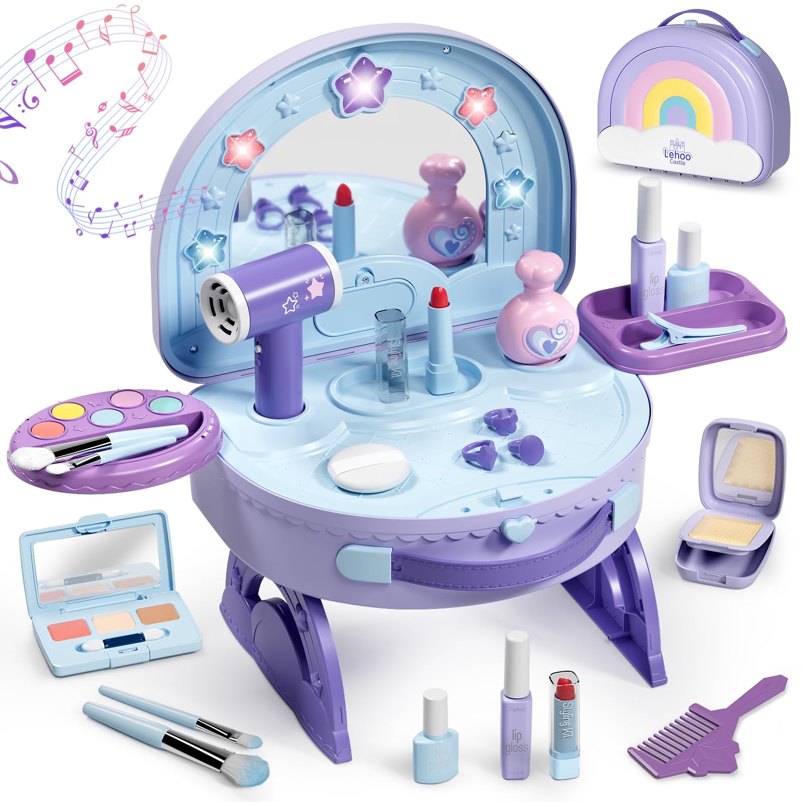 Lehoo Castle toddler vanity mirror with lights for imaginative play and routine time