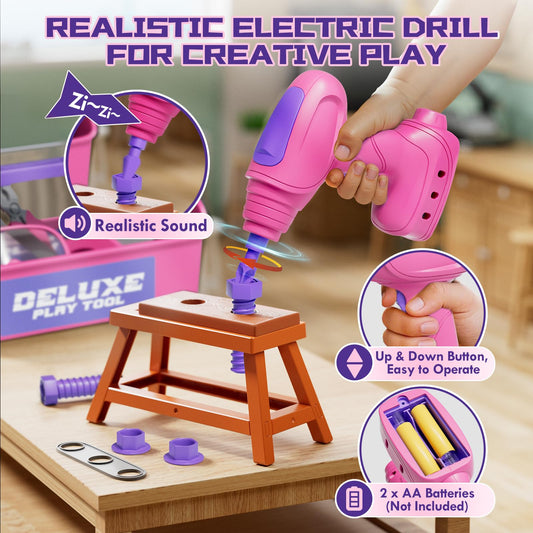 Lehoo Castle toolbox with pink handle for easy indoor-outdoor transport
