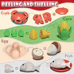 Lehoo Castle toy crabs and corn for colorful pretend meals