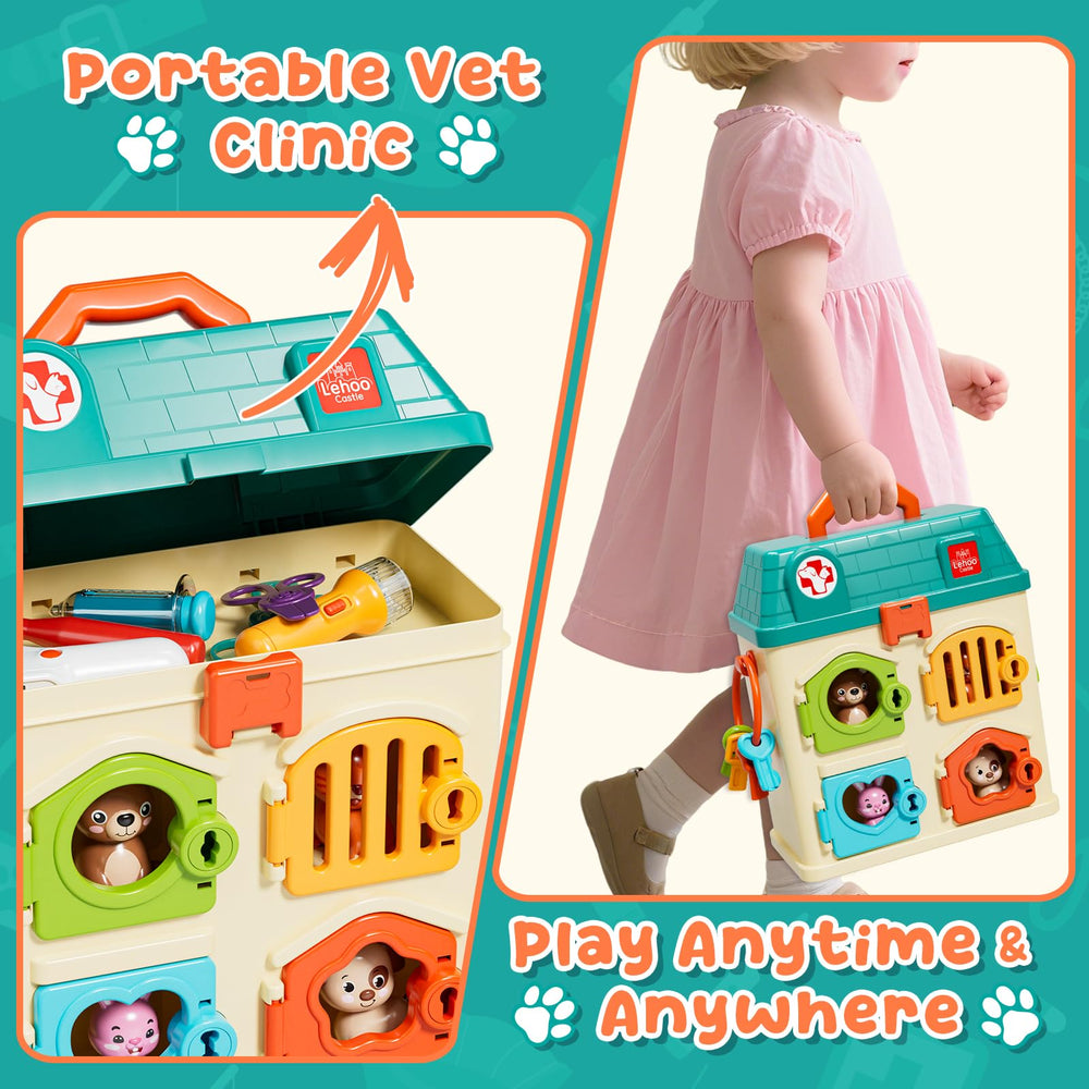 Lehoo Castle Vet Playset carry handle for portable play