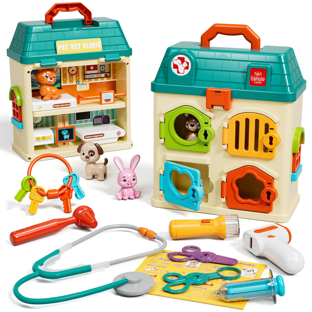 Lehoo Castle Vet Playset with four rooms for imaginative care