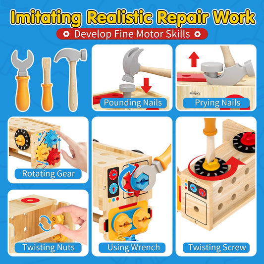 Lehoo Castle wooden hammer for realistic building fun and motor skill practice.