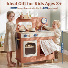 Lehoo Castle wooden stovetop and oven with realistic details for pretend cooking.