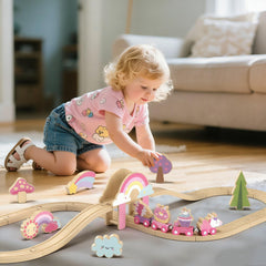 Lehoo Castle wooden railway compatibility supports bigger builds with major brands