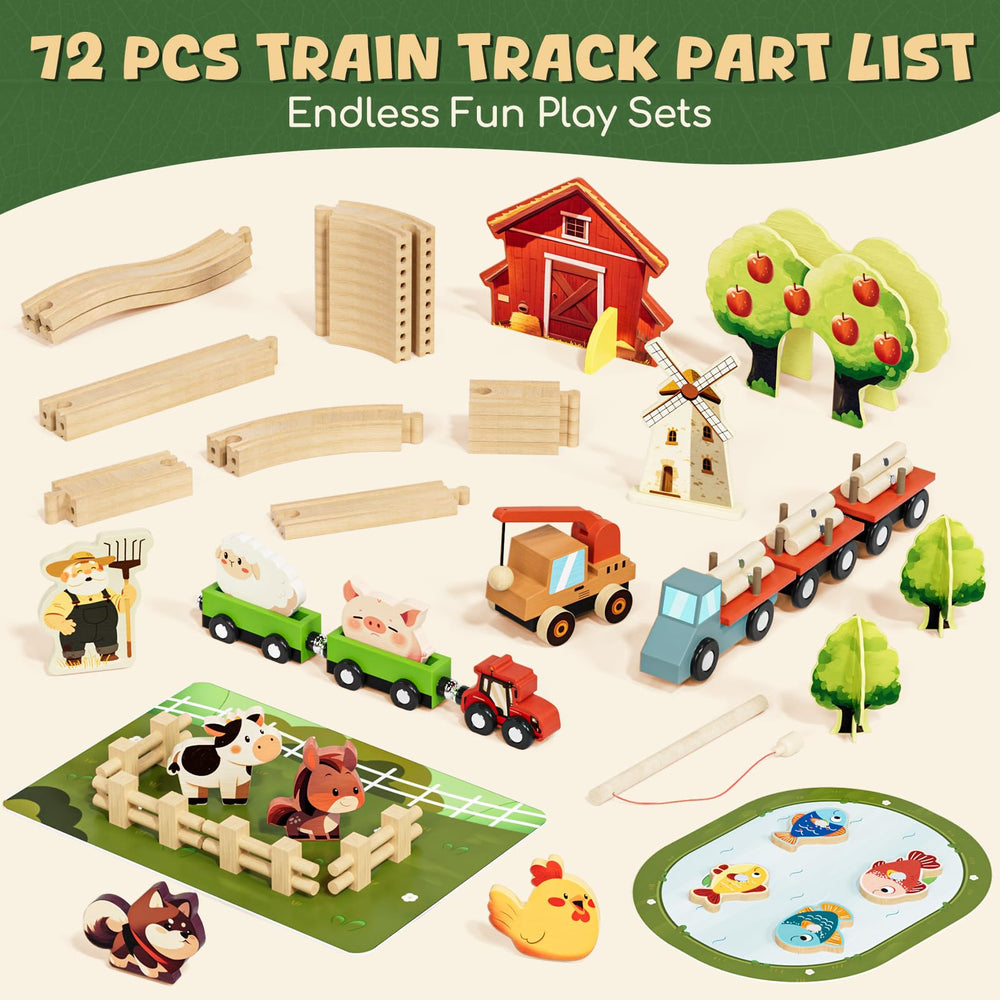Lehoo Castle wooden train set smooth edges close-up for safety.