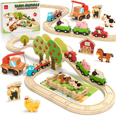 Lehoo Castle wooden train set for toddlers sparks imaginative farm animal play
