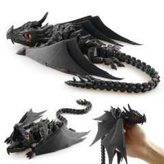 LehuoMaker dragon with articulated wings, silk black finish, ideal for dynamic desk poses.