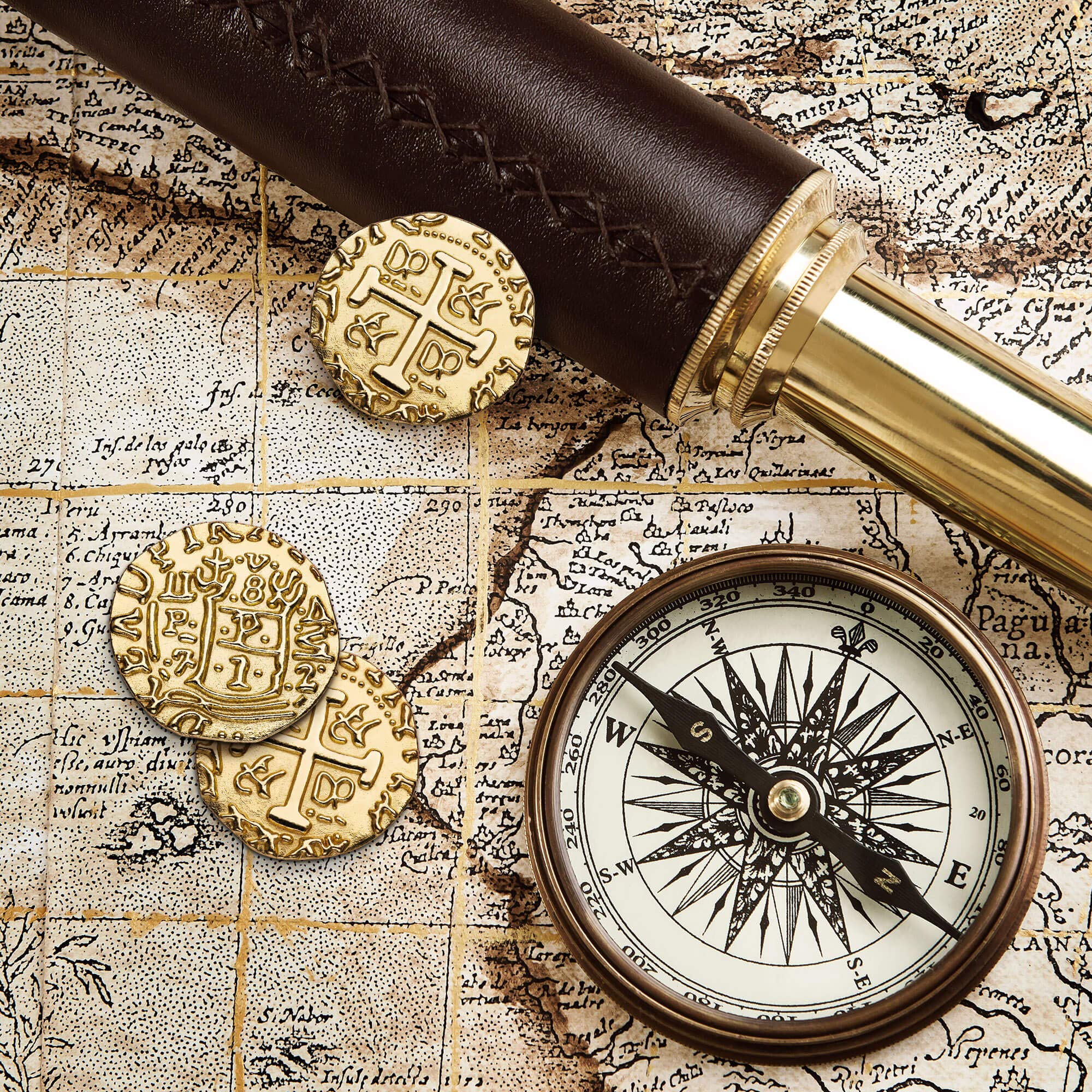Leib Games authentic pirate treasure coins in premium packaging for gifting.