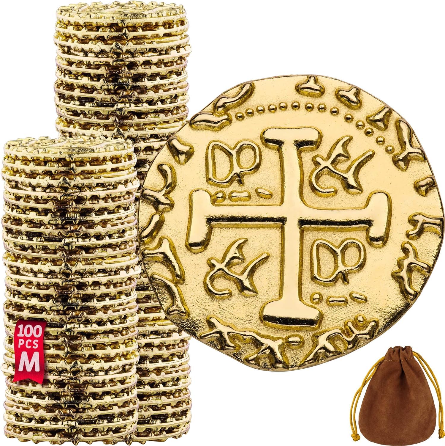 Leib Games large metal pirate coins, front view, authentic gameplay and display benefits