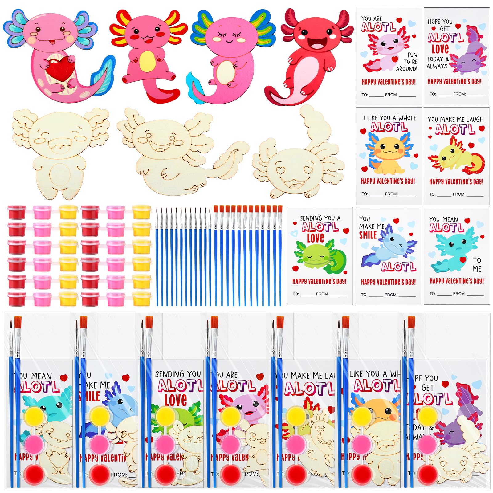 Leinuosen axolotl painting wood craft close-up for kids creativity