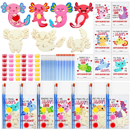 Leinuosen axolotl painting wood craft close-up for kids creativity