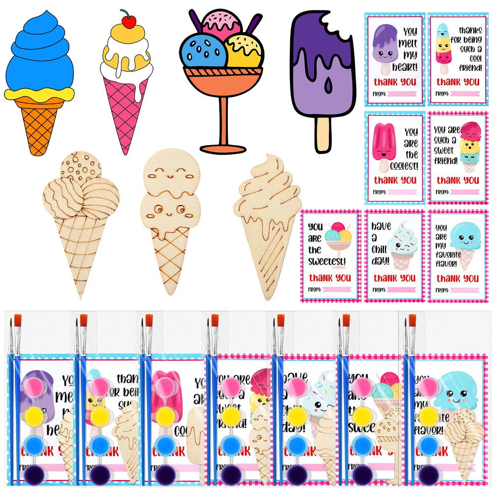 Leinuosen ice cream wood crafts set for kids' party gifts and creative painting