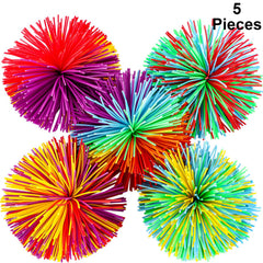 Leinuosen stringy balls closeup with rainbow texture for tactile focus