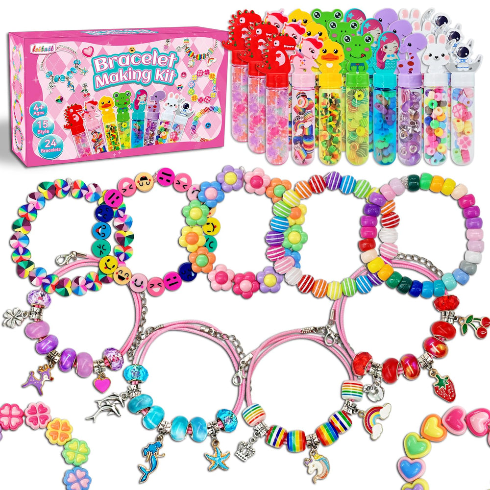 leitait 24-pack bracelet wand kit for kids, easy bead threading for beginners.