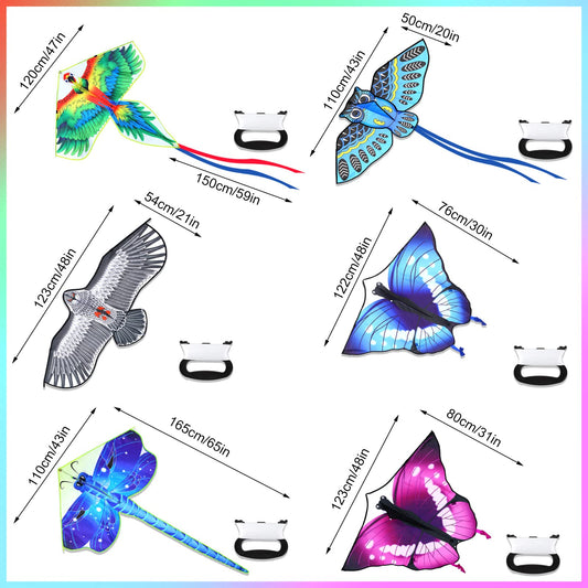 Leitee dragonfly kite 6-pack with vibrant colors for park or beach.