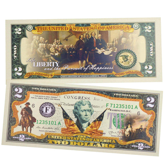 LEKA NEIL uncirculated 2-dollar bill detail, precise engraving for collection displays.