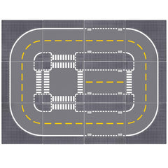 Lekebaby 12-pack grey road base curve piece enables durable city layouts.