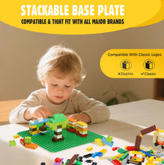 Lekebaby 10x10 blue baseplate, broad compatibility with major brands.