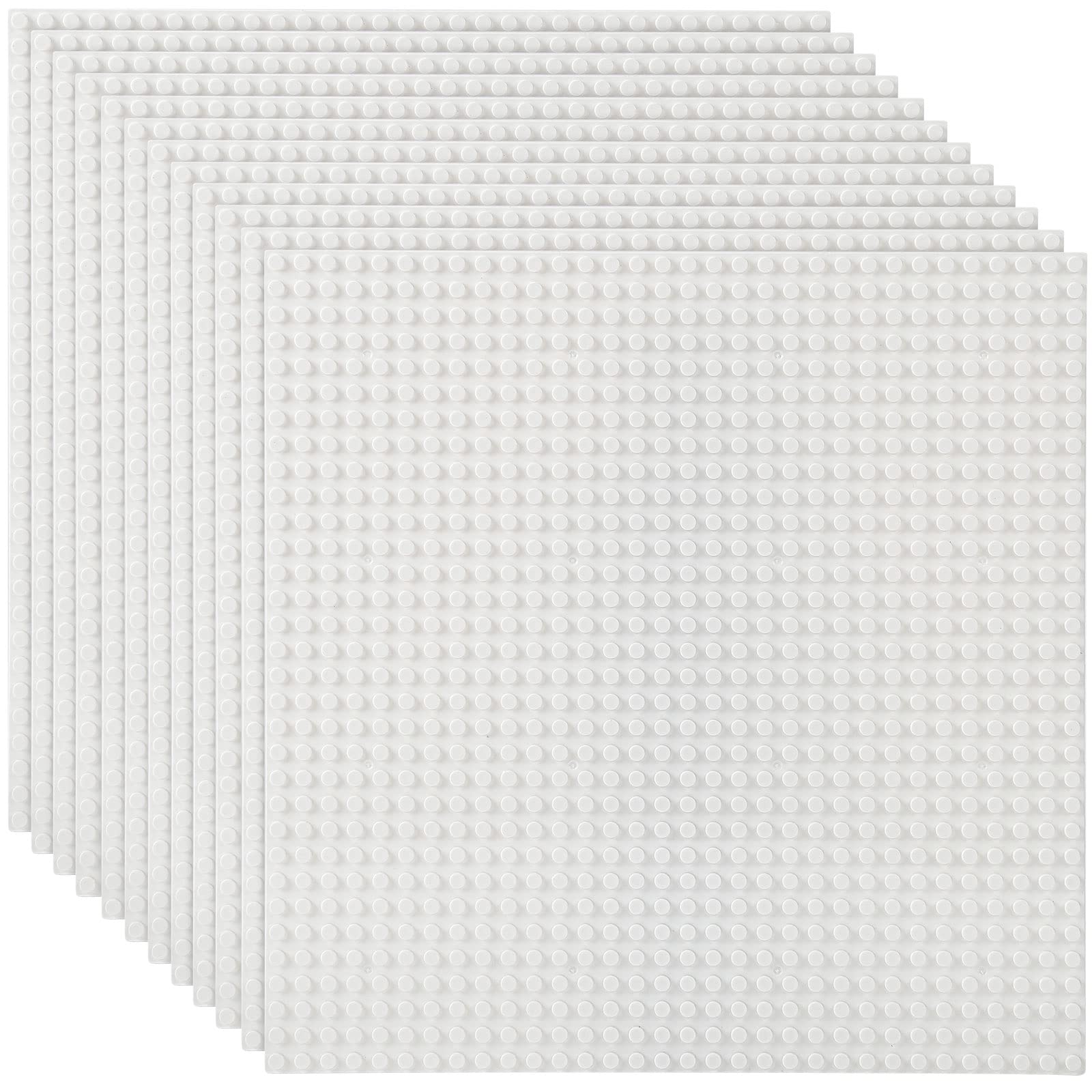Lekebaby 10x10 white baseplate showing compatible surface for major brands