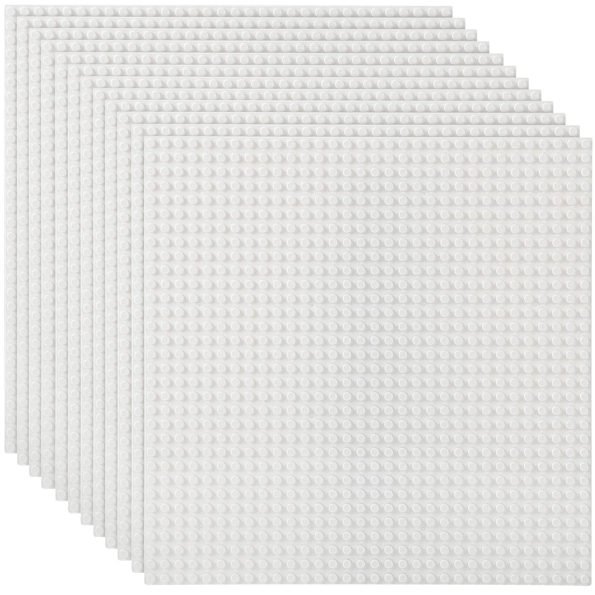 Lekebaby 10x10 white baseplate showing compatible surface for major brands