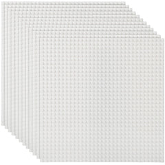 Lekebaby 10x10 white baseplate showing compatible surface for major brands