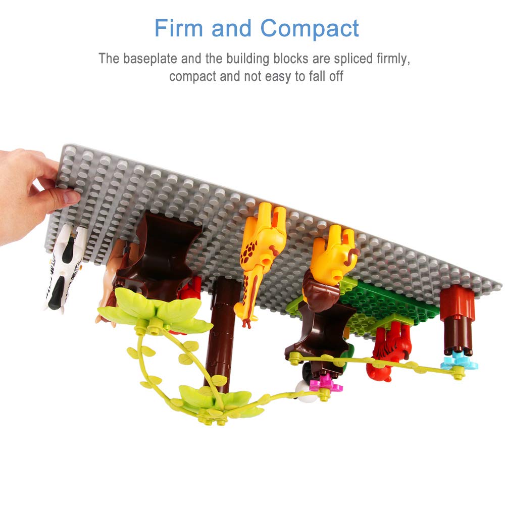 Lekebaby baseplates 10x10 grey sturdy plastic for reliable creative play.