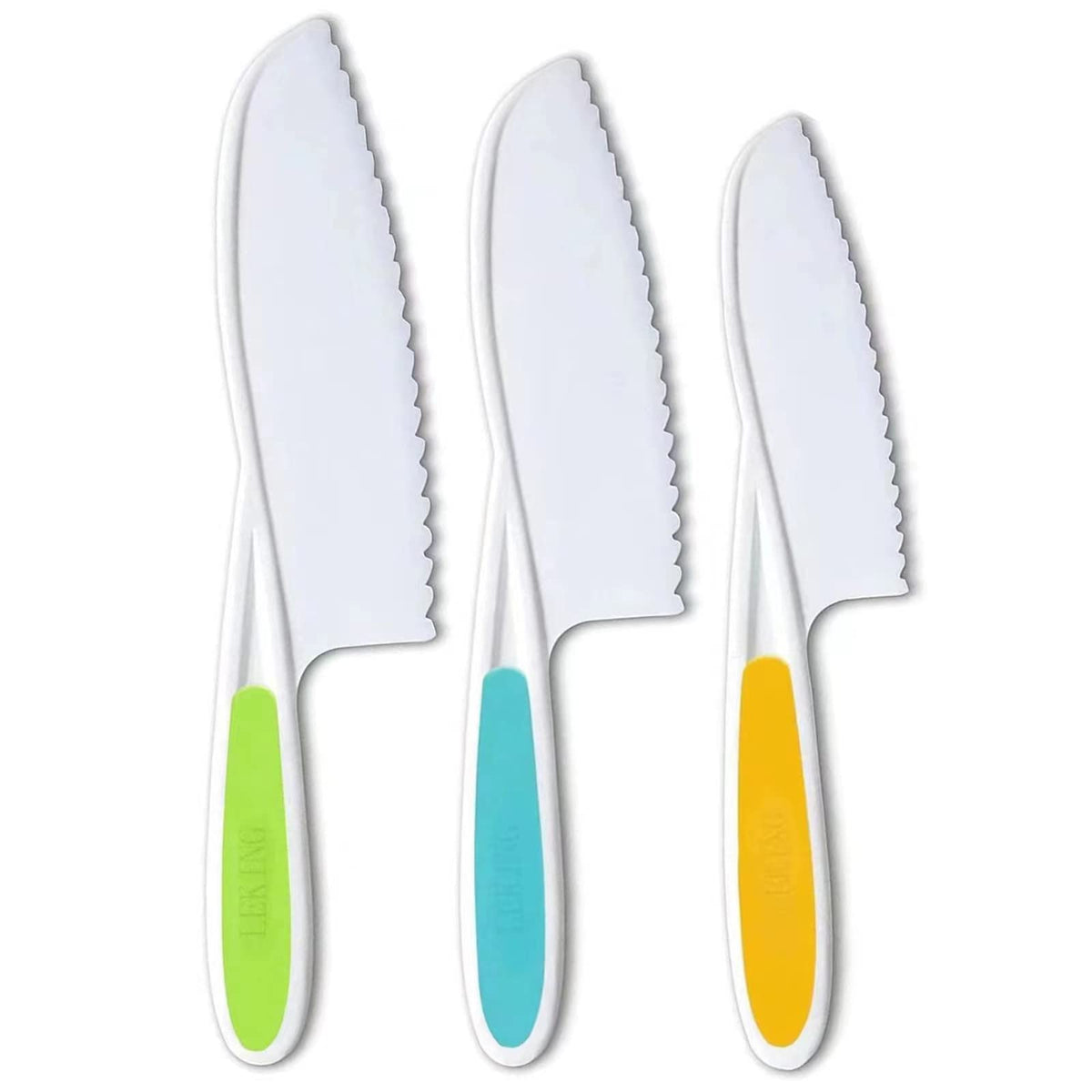 Leking kids knife set with ergonomic handles for safe gripping.