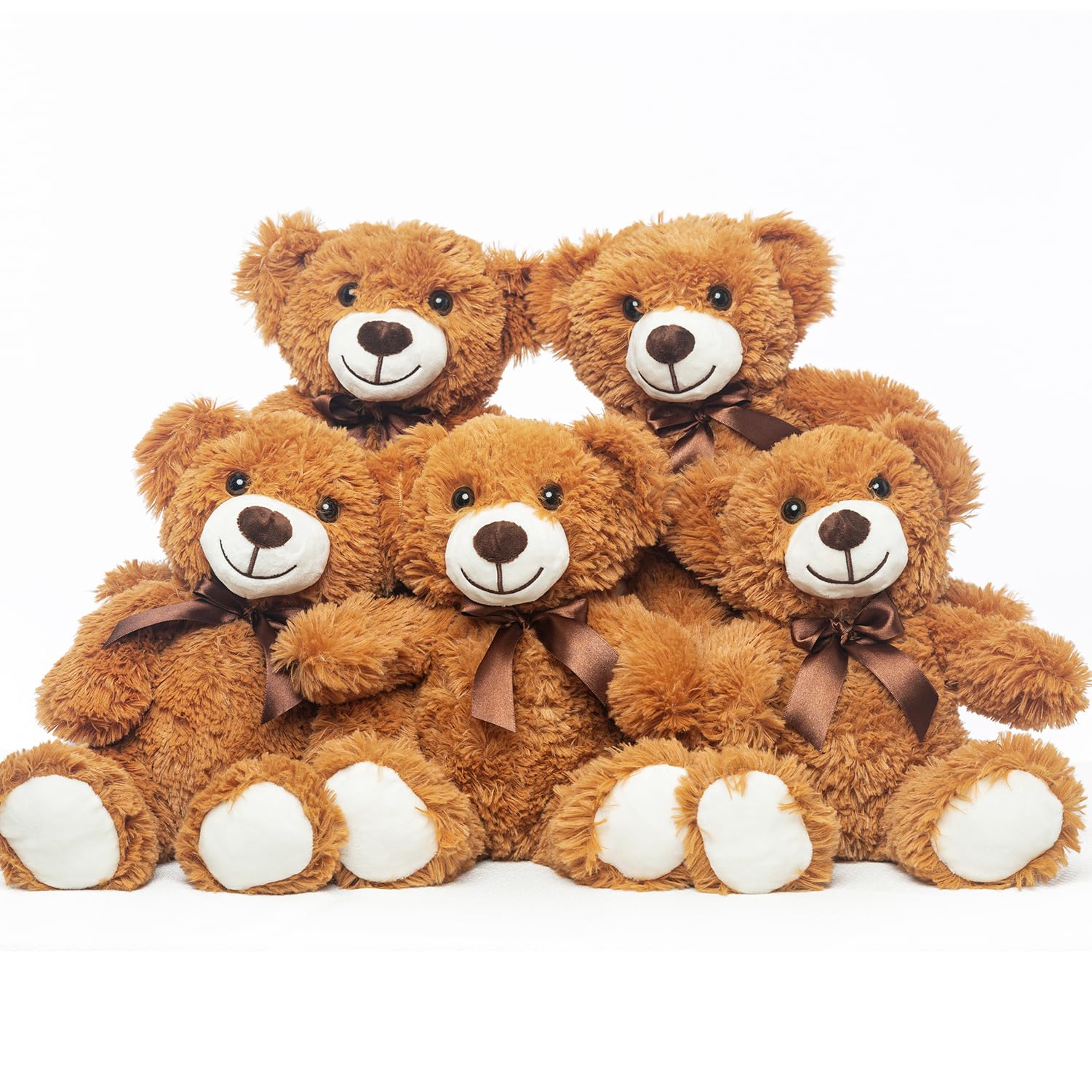 LELELONG five-pack teddy bears for bulk party décor and playful balloon garlands.