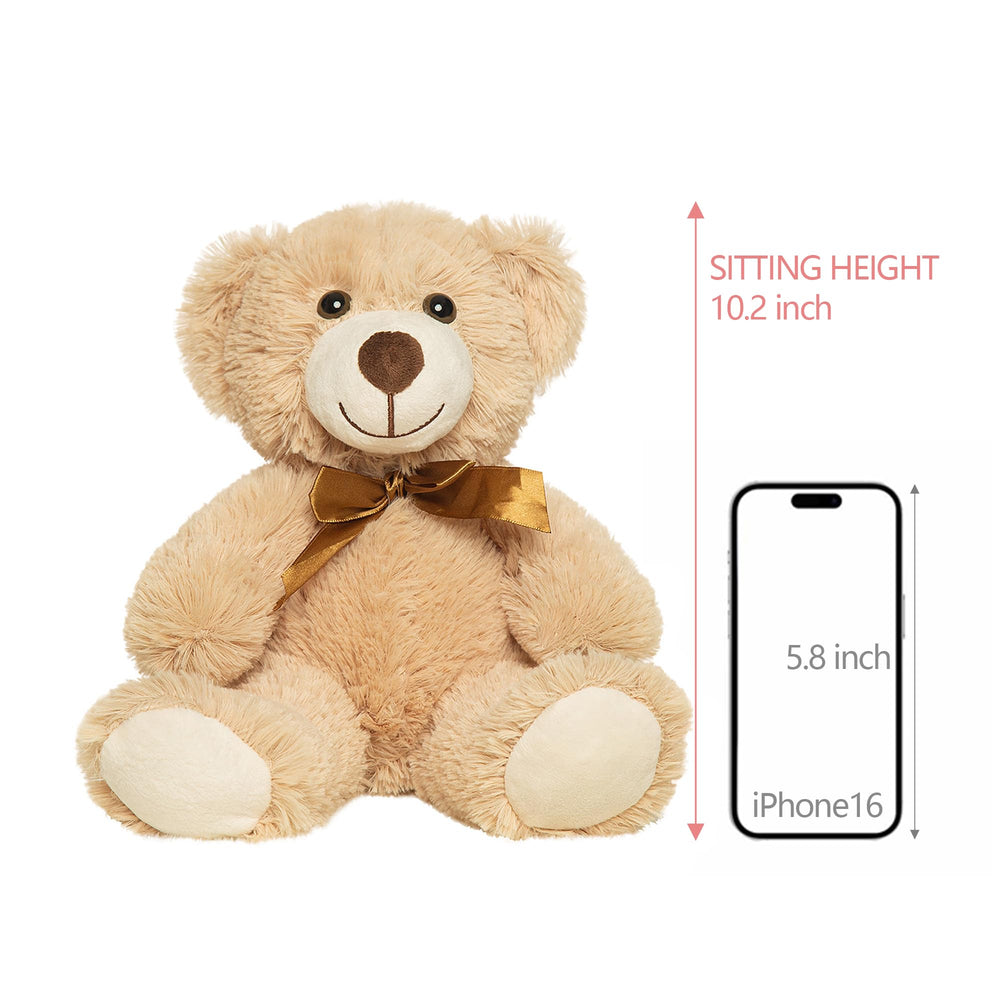 LELELONG dark brown 13.5-inch teddy bear, ideal as comforting plush for gifting.