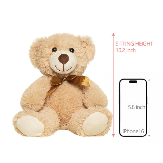LELELONG dark brown 13.5-inch teddy bear, ideal as comforting plush for gifting.