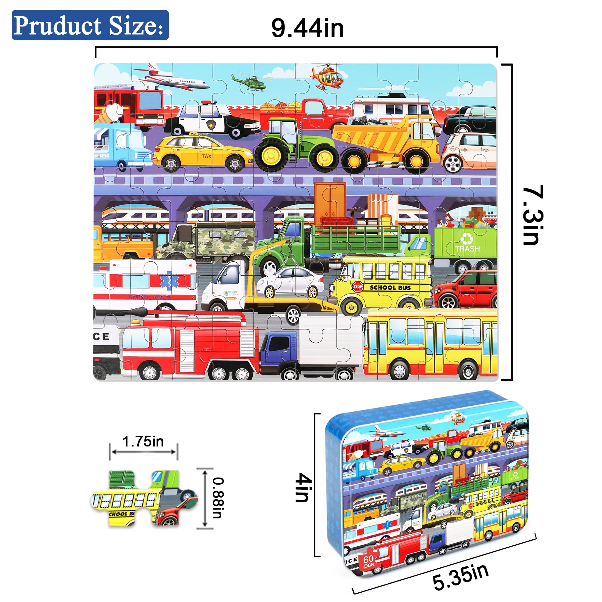 LELEMON 60 Pieces Puzzle Closeup showing crisp pieces for safe sorting