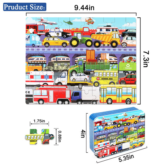 LELEMON 60 Pieces Puzzle Closeup showing crisp pieces for safe sorting
