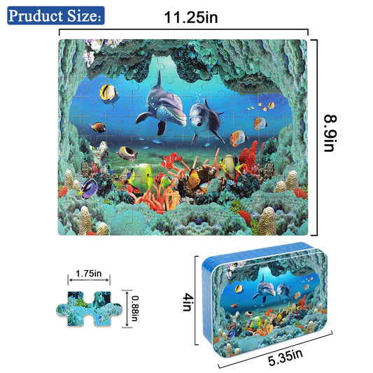 LELEMON dolphins fish puzzle pieces help develop hand-eye coordination during play