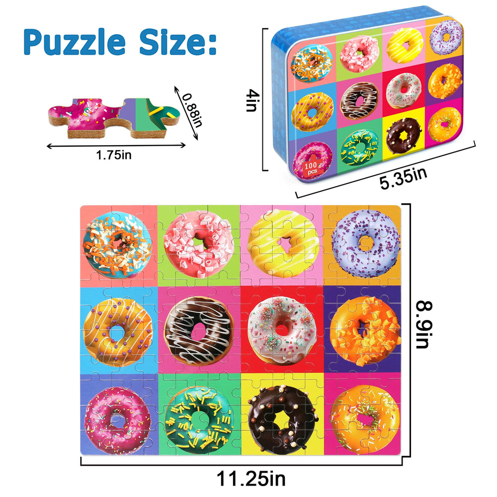 Close-up of donut puzzle pieces encouraging problem-solving and spatial awareness