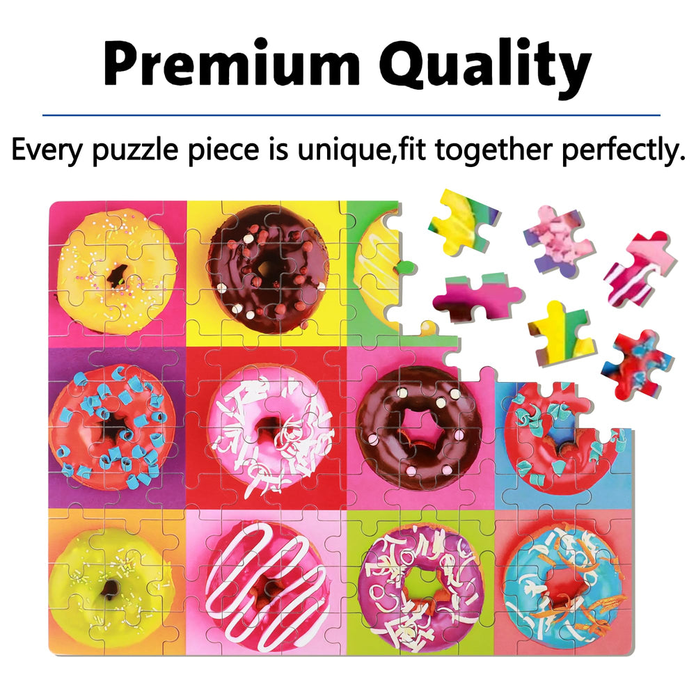 Finished LELEMON donut puzzle showing a vibrant donut scene