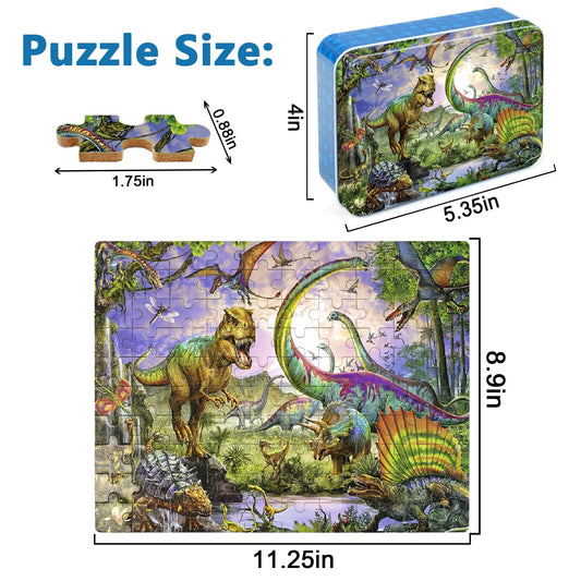 LELEMON kids assembling a dinosaur puzzle to boost concentration with family.