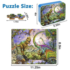 LELEMON kids assembling a dinosaur puzzle to boost concentration with family.